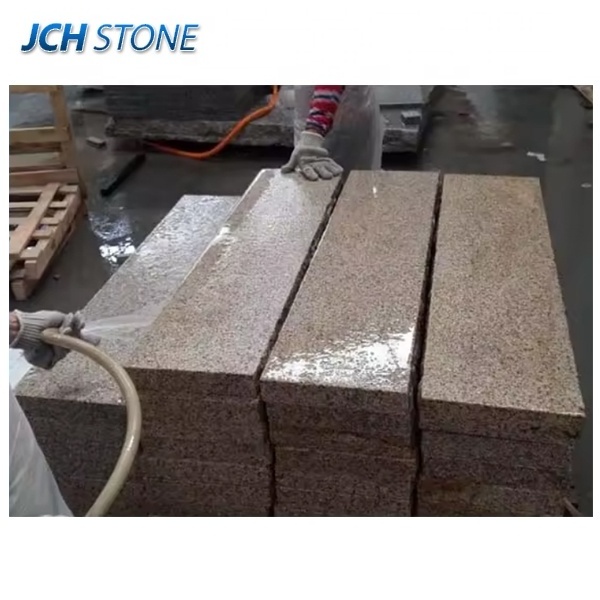 G682 yellow granite stone stairs bush hammered outdoor block steps