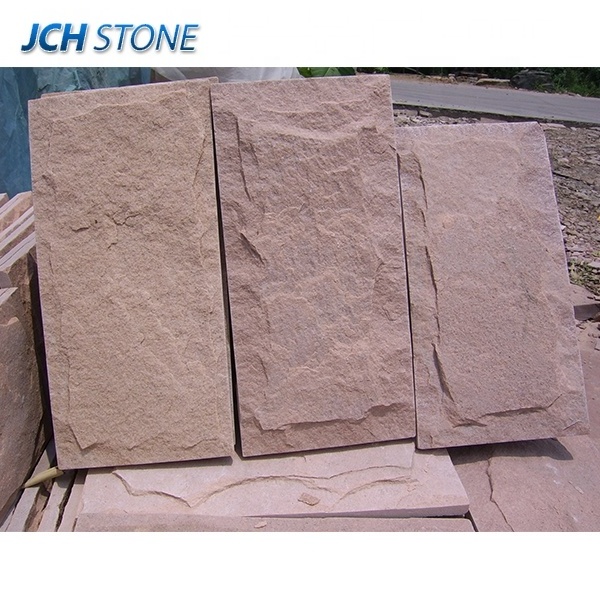 Natural split Red Pink sandstone tiles decorative wall cladding mushroom stone