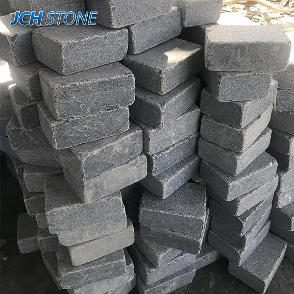 China impala landscaping park paver dark grey granite G654 tumbled cubes cobblestone paving stone