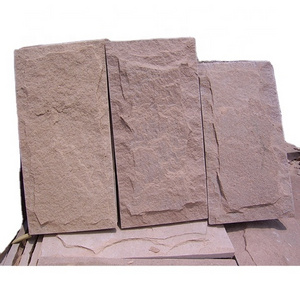 Natural split Red Pink sandstone tiles decorative wall cladding mushroom stone