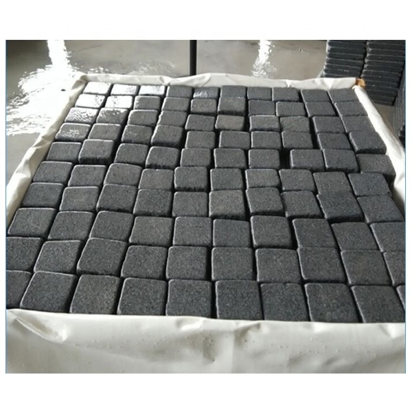 China impala landscaping park paver dark grey granite G654 tumbled cubes cobblestone paving stone