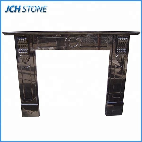 Absolute black granite stone fireplace frame for home decoration white marble fireplace surround