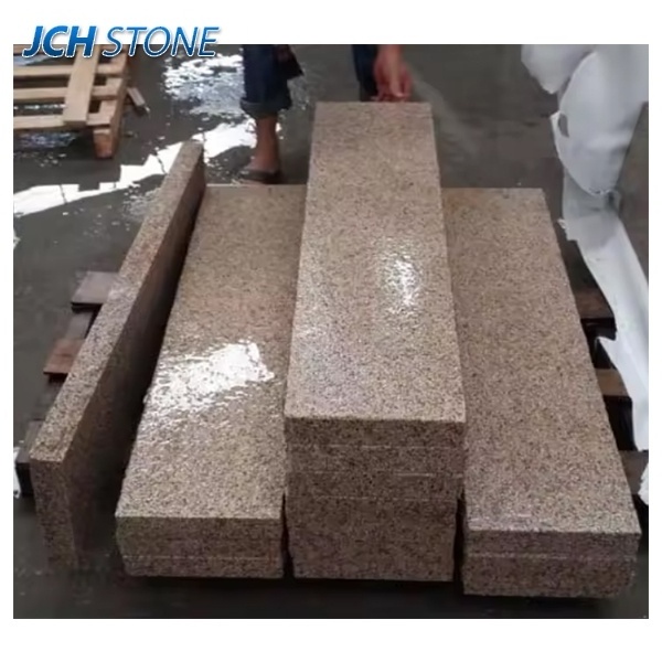 G682 yellow granite stone stairs bush hammered outdoor block steps