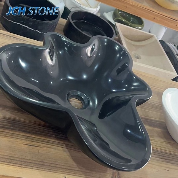 Wholesale natural black granite stone wash basin bathroom sink