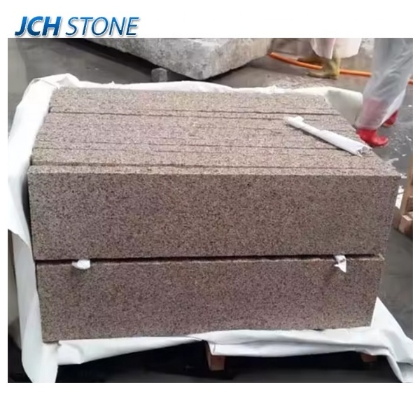 G682 yellow granite stone stairs bush hammered outdoor block steps