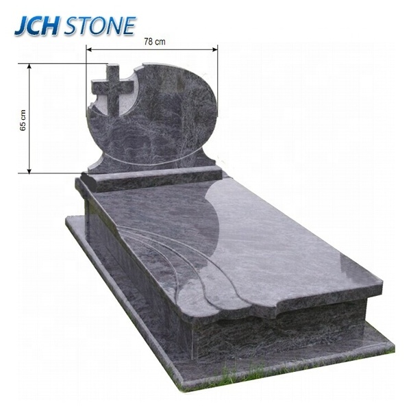 Bahamas blue granite stone Poland gravestone headstones with cross design tombstone monument