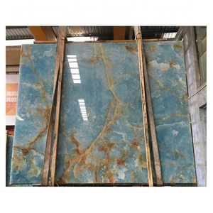 blue onyx agate stone slabs with golden veins