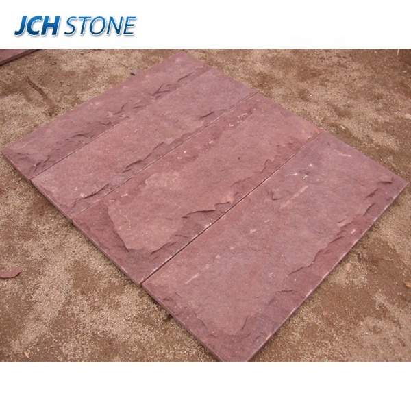 Natural split Red Pink sandstone tiles decorative wall cladding mushroom stone