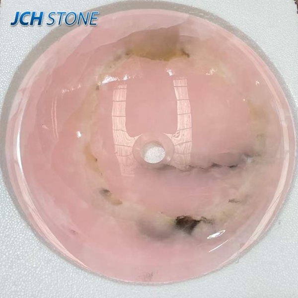 Wholesale pink onyx stone bathroom wash basins sinks shampoo bowls