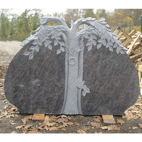 Tree design statue carving granite stone gravestone tombstone monument