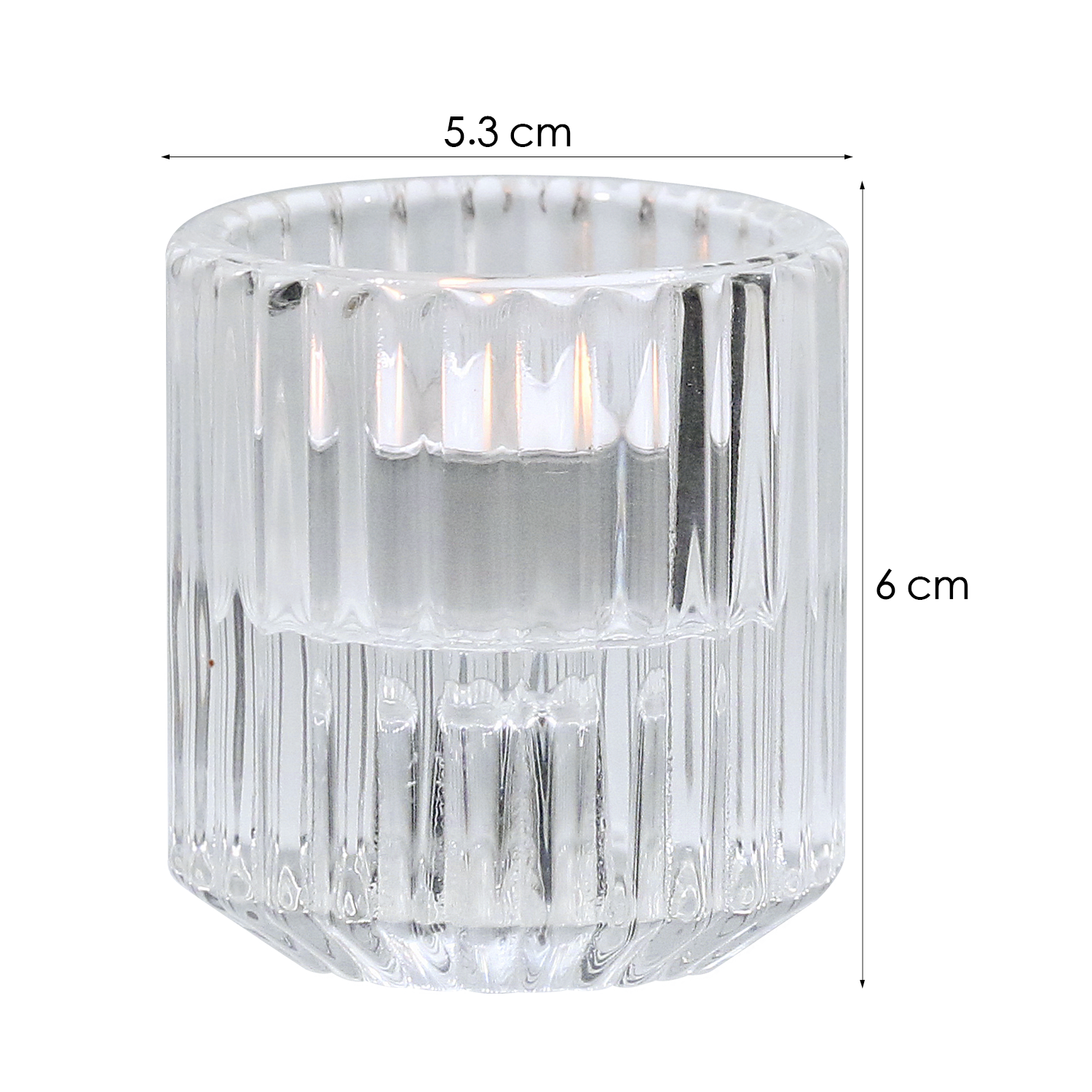 Glass ribbed candlestick holder empty candle jars 2-in-1 tea light candle holder for home dinner/wedding decoration