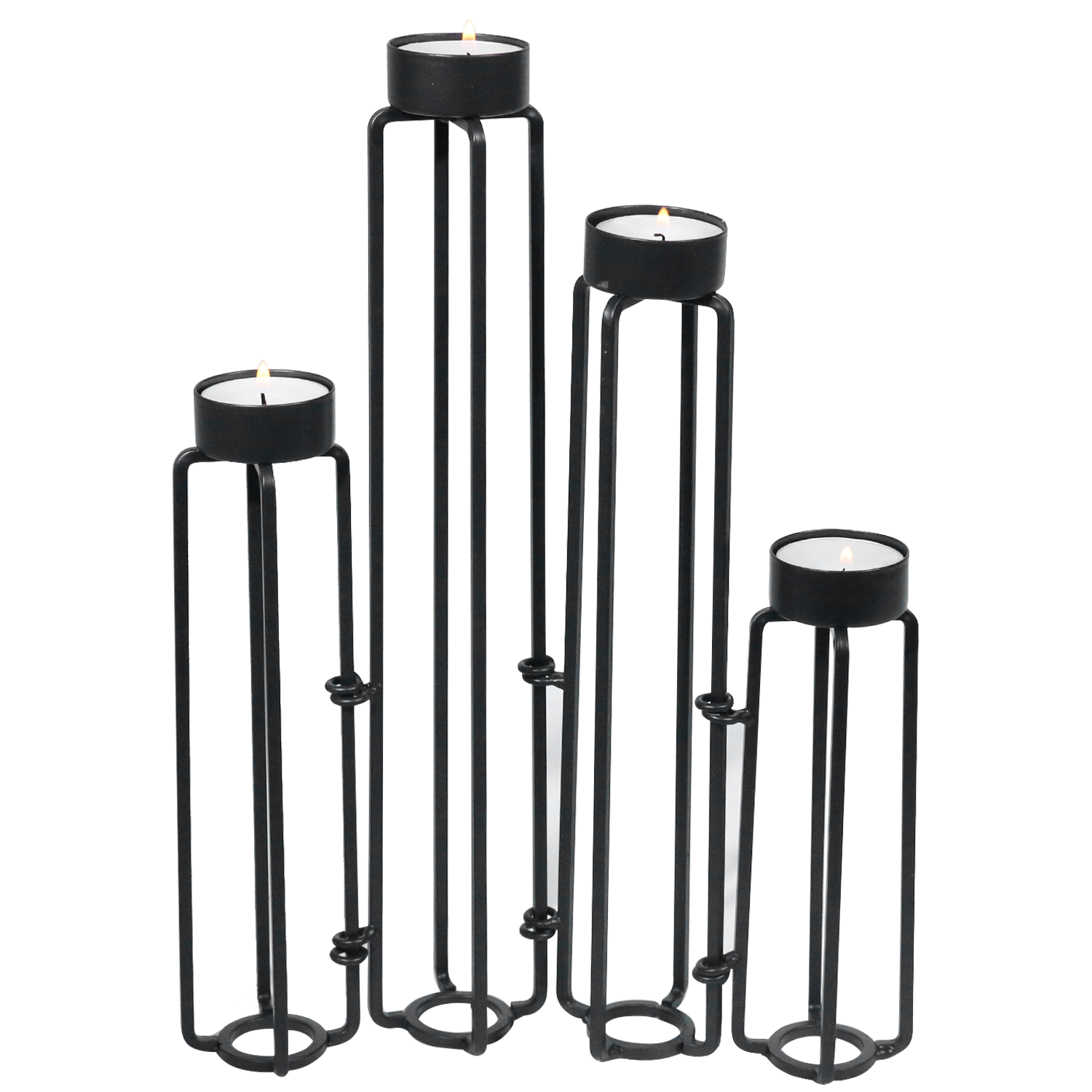 Black metal candle holder foldable modern tealight candle metal holder for home decor