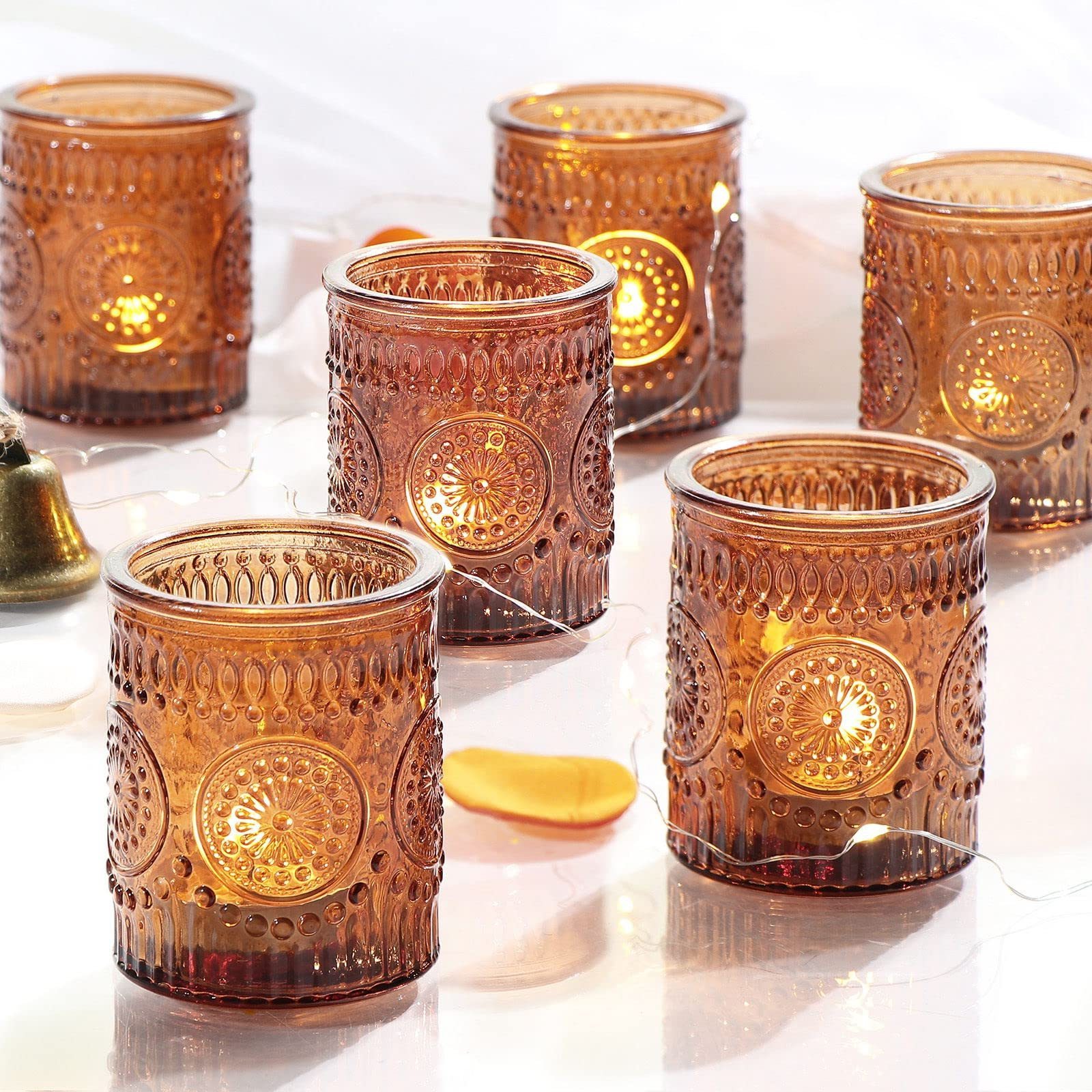 Transparent vintage candle holder for votive&tea light glass candle cup with Embossed creative sunflowers