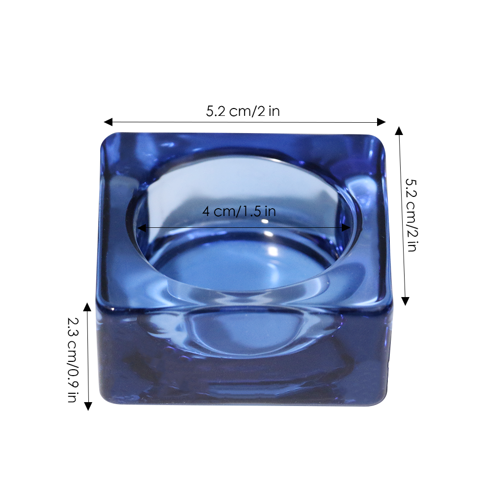 Blue single square glass candle holder Tealight decorative candle holder for home wedding dinner