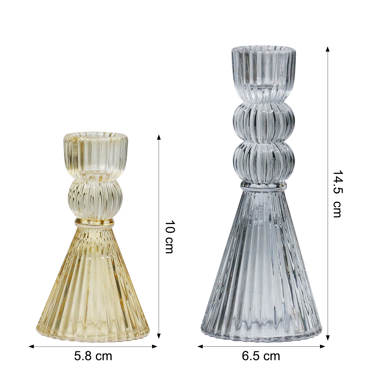 Column empty candle holders candle stick holder glass set of 2 colored glass candle holder