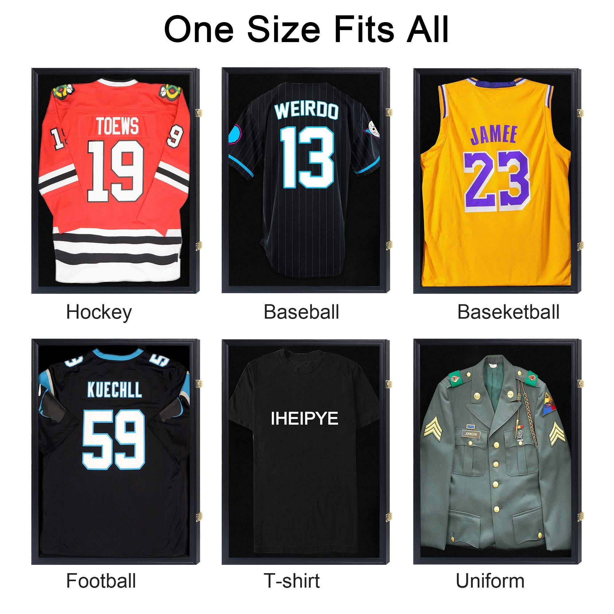 Black 98% UV Protection Acrylic and Hanger Large Sport Jersey Shadow Box for Baseball Basketball Football Sport Shirt