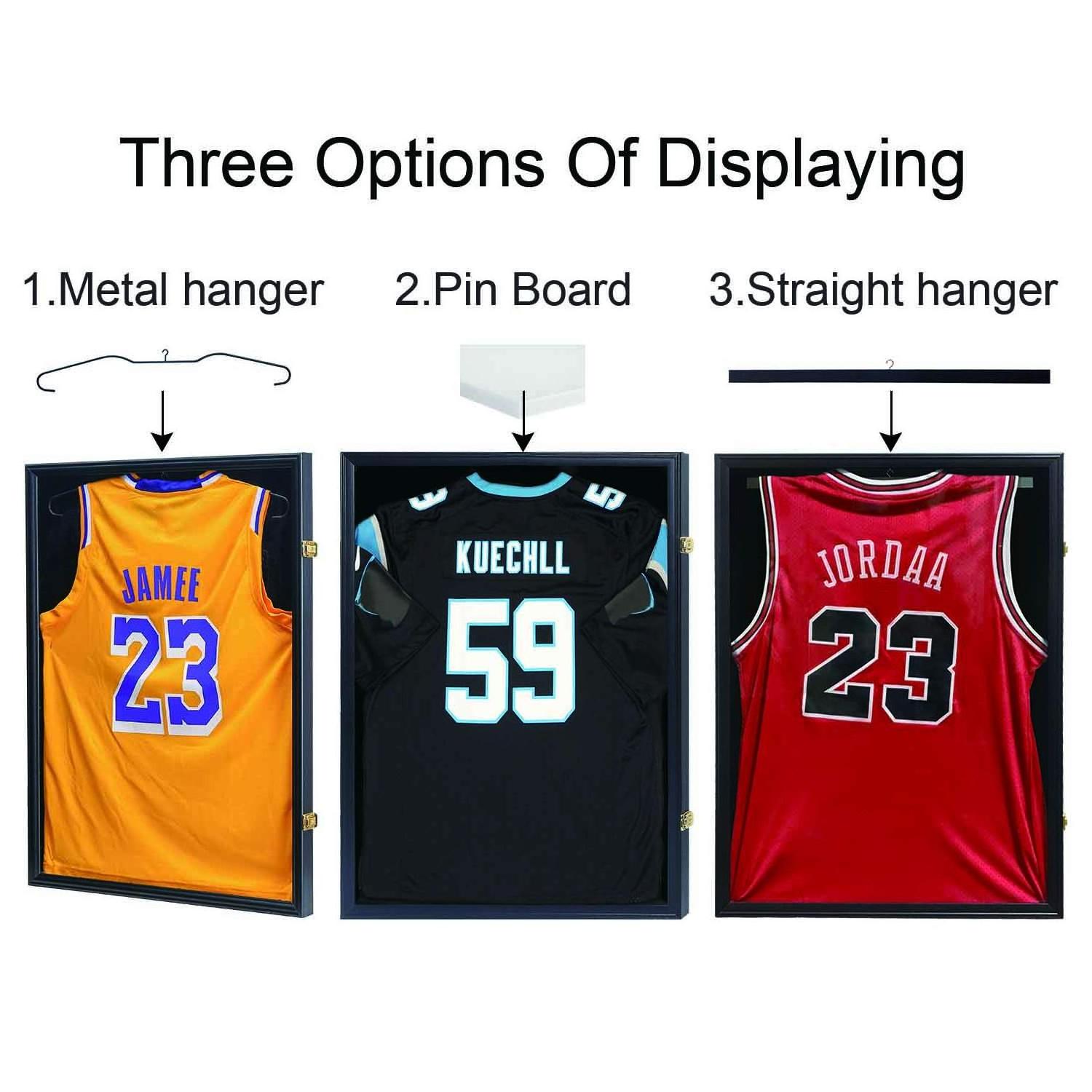 Black 98% UV Protection Acrylic and Hanger Large Sport Jersey Shadow Box for Baseball Basketball Football Sport Shirt