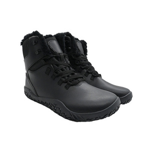 Waterproof Warm-lined Winter Boots PU Leather Tractor Tough Exterior Wide Toe Box Zero Drop Barefoot Hiking Boots