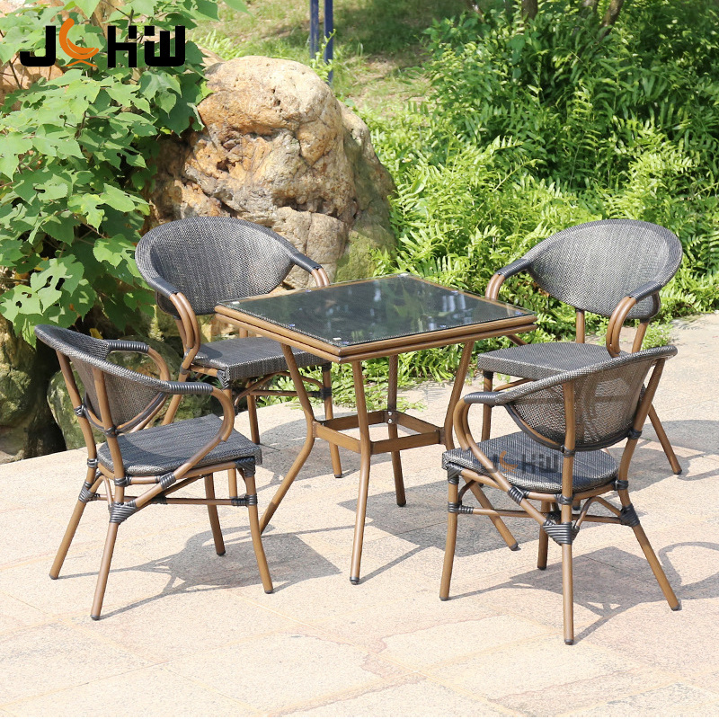 Outdoor Furniture Set Teslin Mesh Chair Rattan Chair Patio Garden Dining Table And Chairs Garden Sets