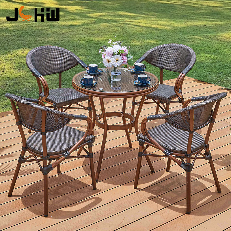 Modern commercial restaurant cafe bistro chair outdoor patio furniture set garden dining table set