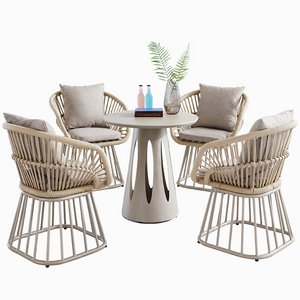 Juecheng modern aluminium dining table set restaurant bistro coffee dining table and chair design patio garden furniture set