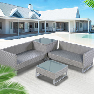 Modern Plastic Rattan Furniture with Custions Sofa Hotel Patio Balcony Furuniture Outdoor Sectional L Shape Garden Sofa