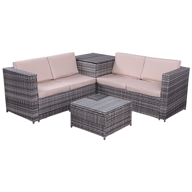 Modern Plastic Rattan Furniture with Custions Sofa Hotel Patio Balcony Furuniture Outdoor Sectional L Shape Garden Sofa