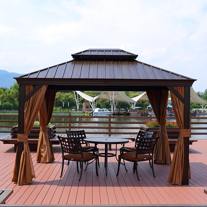 Juecheng 2023 All Weather Garden Roof Gazebo Modern Aluminum Balcony Waterproof  Hard Top Pergola Outdoor Patio Gazebos Pergola