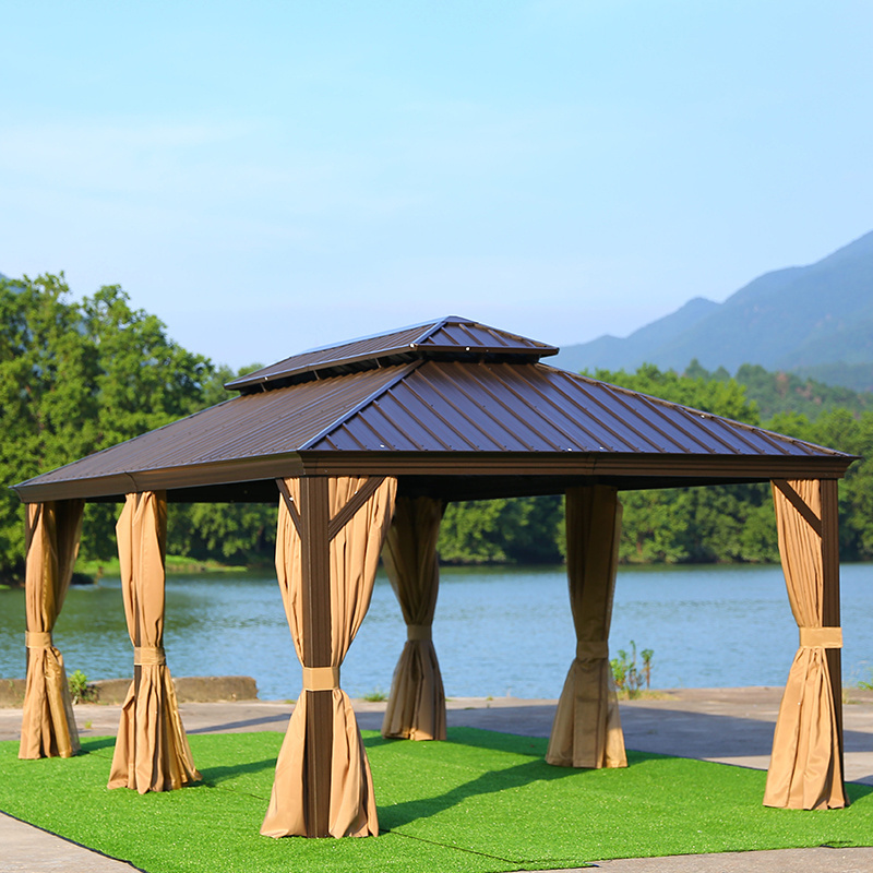 Juecheng 2023 All Weather Garden Roof Gazebo Modern Aluminum Balcony Waterproof  Hard Top Pergola Outdoor Patio Gazebos Pergola