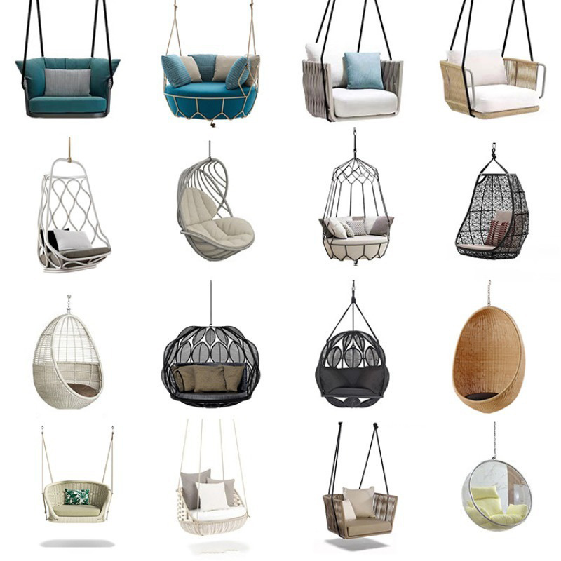 Juecheng artificial hanging baskets woven design paito balcony  round wicker hanging basket outdoor garden swing