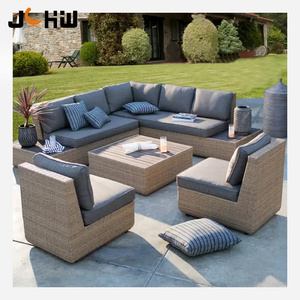 Factory sale modern wicker rattan outdoor sofa set waterproof patio furniture aluminum villa garden furniture sofa