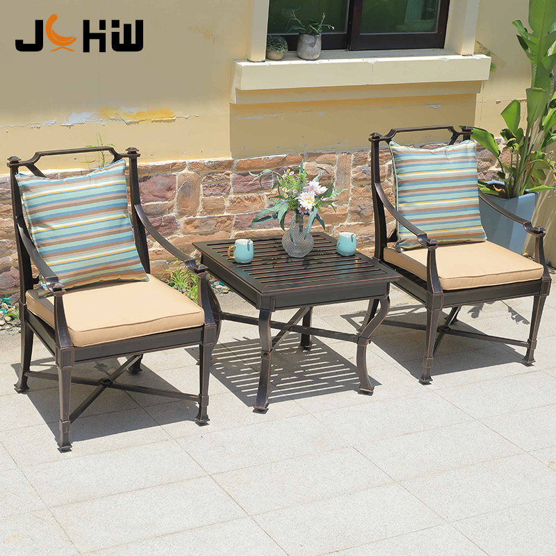 Balcony Black Round Cast Aluminum Table Set Furniture Outdoor Chair Table Luxury Modern Garden Patio Table