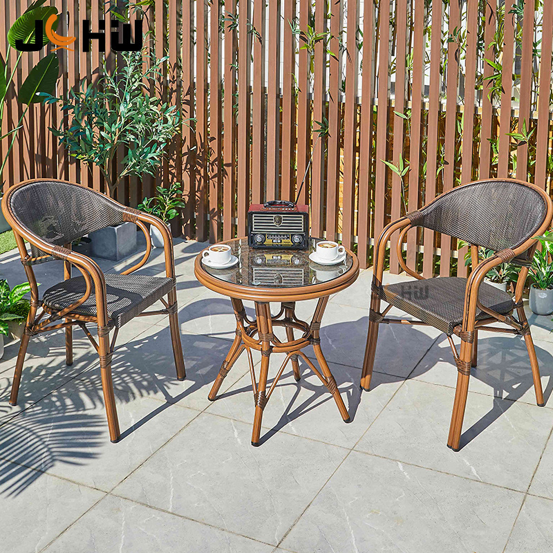 Modern 5Pcs Aluminum Bistro Cafe Dining Sets Patio Outdoor Furniture Table And Chairs Garden Sets