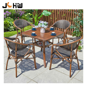 Modern 5Pcs Aluminum Bistro Cafe Dining Sets Patio Outdoor Furniture Table And Chairs Garden Sets