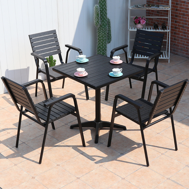 Juecheng wholesale outdoor plastic wooden tables and chairs set outdoor dining table for garden