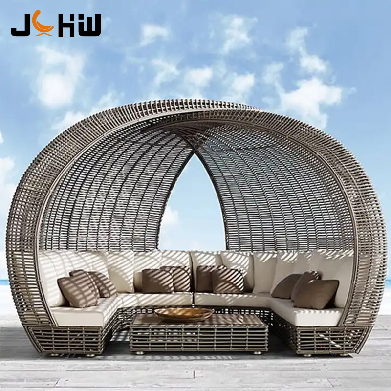 All Weather Pe Plastic Rattan Daybed Outdoor Garden Patio Wicker Sun bed Lounger