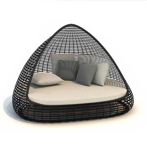 Garden Sunbed Lounger Round Outdoor Rattan Furniture Outdoor Indoor Chaise Daybed Sofa