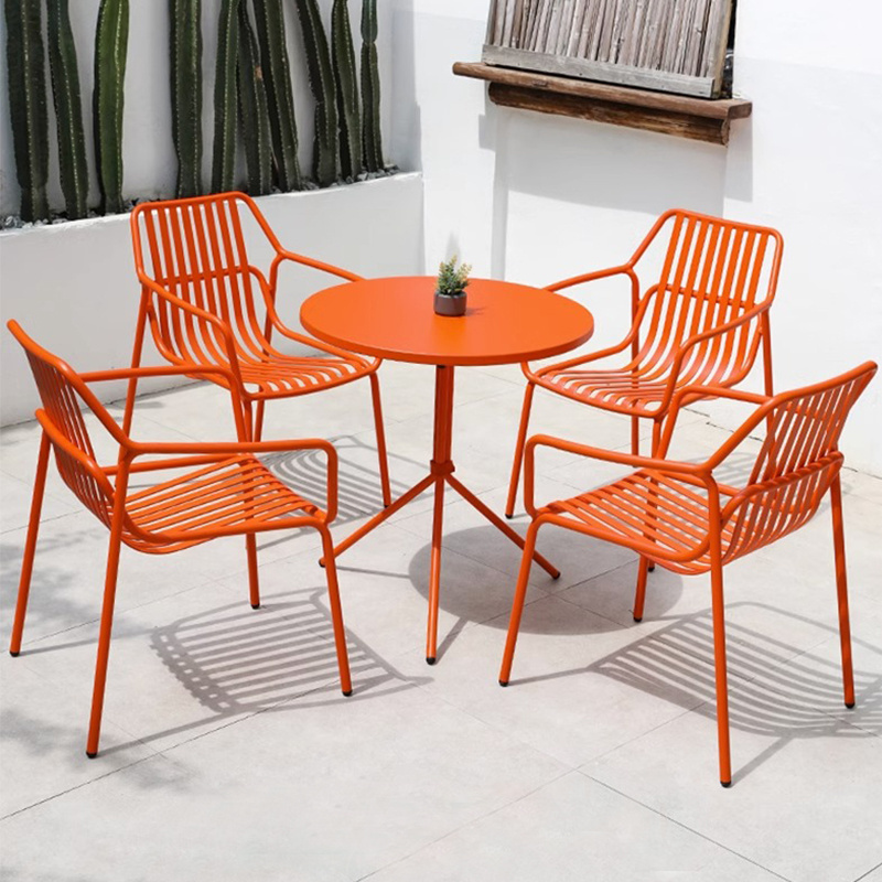 Juecheng wholesale metal hotel furniture set restaurant dining chair aluminum table chair outdoor garden table and chair set.