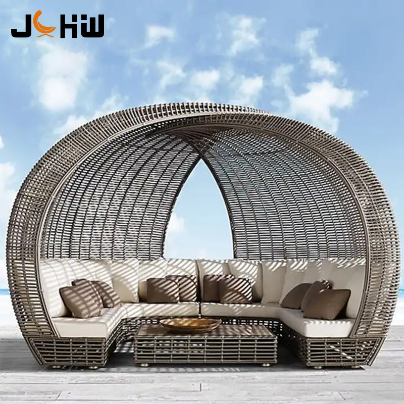 All Weather Pe Plastic Rattan Daybed Outdoor Garden Patio Wicker Sun bed Lounger