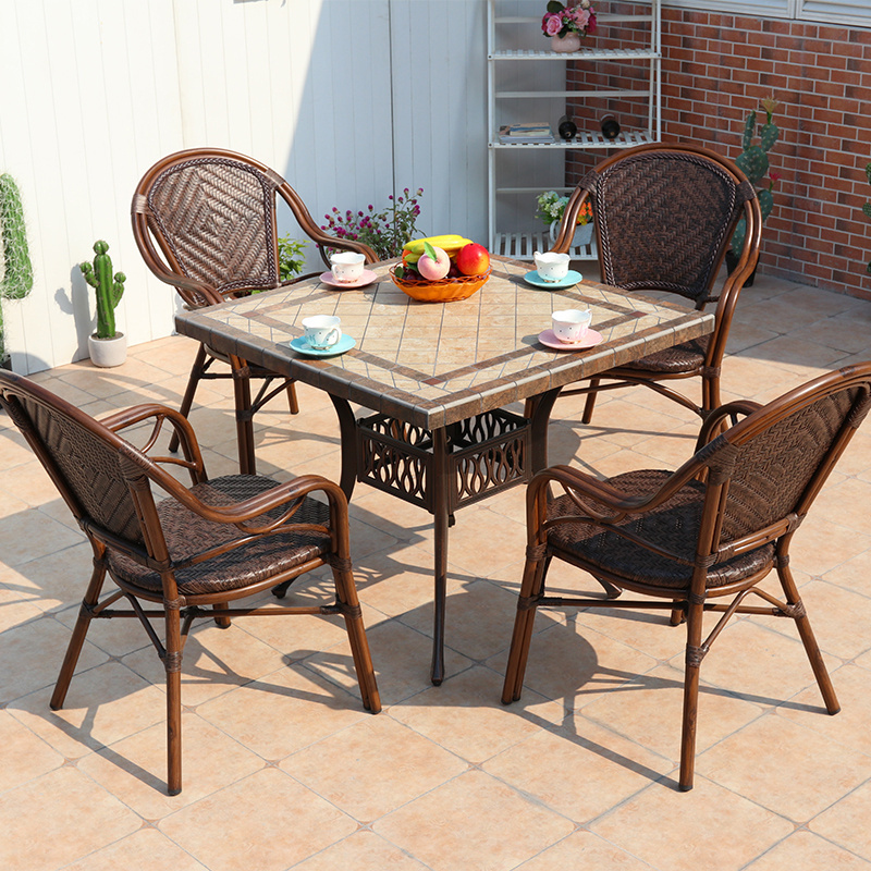 Factory price high quality leisure outdoor patio dining chair wicker high back rattan chair stackable garden chair