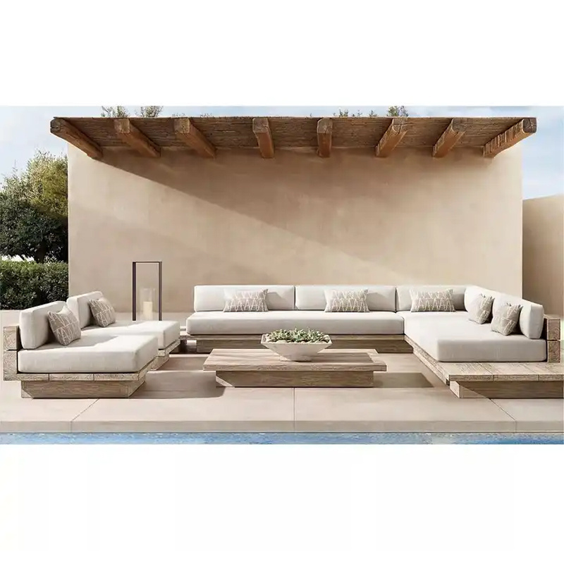 Modern Outdoor Patio Garden Sets Wood Couch Sofa Furniture Wooden Furniture All Weather Furniture Set Lounger