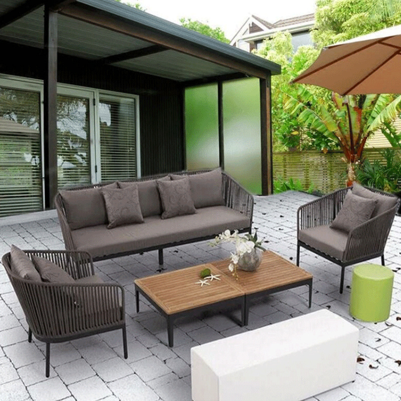 Juecheng garten sofa set outdoor aluminum rope patio furniture set cover outdoor sectional sofa