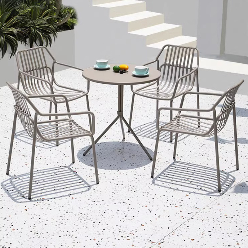 Juecheng wholesale metal hotel furniture set restaurant dining chair aluminum table chair outdoor garden table and chair set.