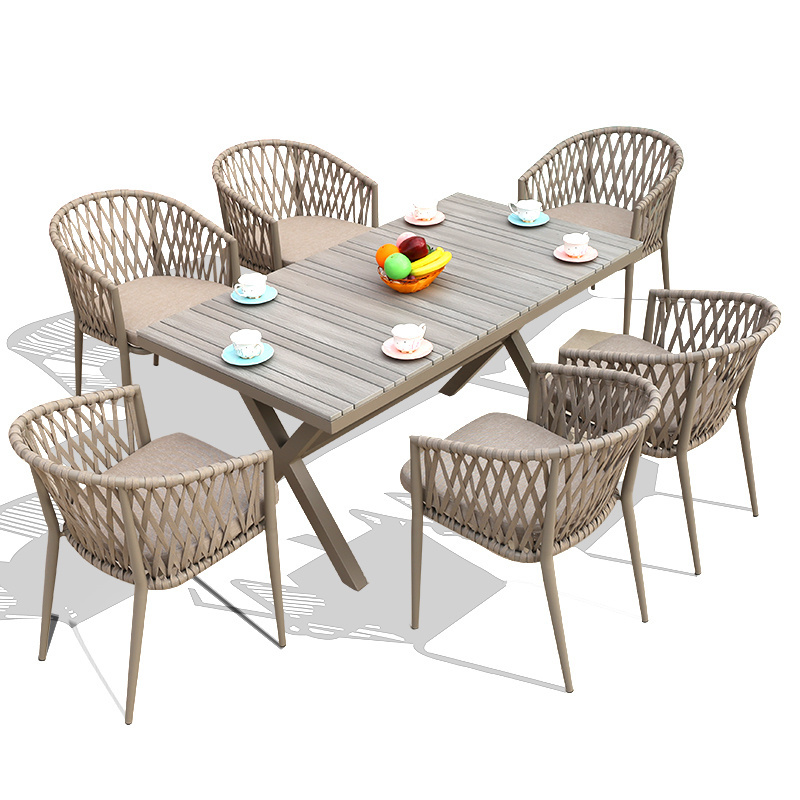 Juecheng Garden Patio Furniture Woven Webbing Dining Outdoor Chairs Outdoor Table And Chairs Set For Cafe And Restaurants