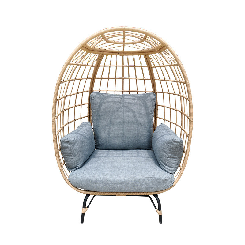 Cheap price wicker outdoor furniture rattan egg chair with 4 legs stand oversize garden patio swing egg chair with thick cushion