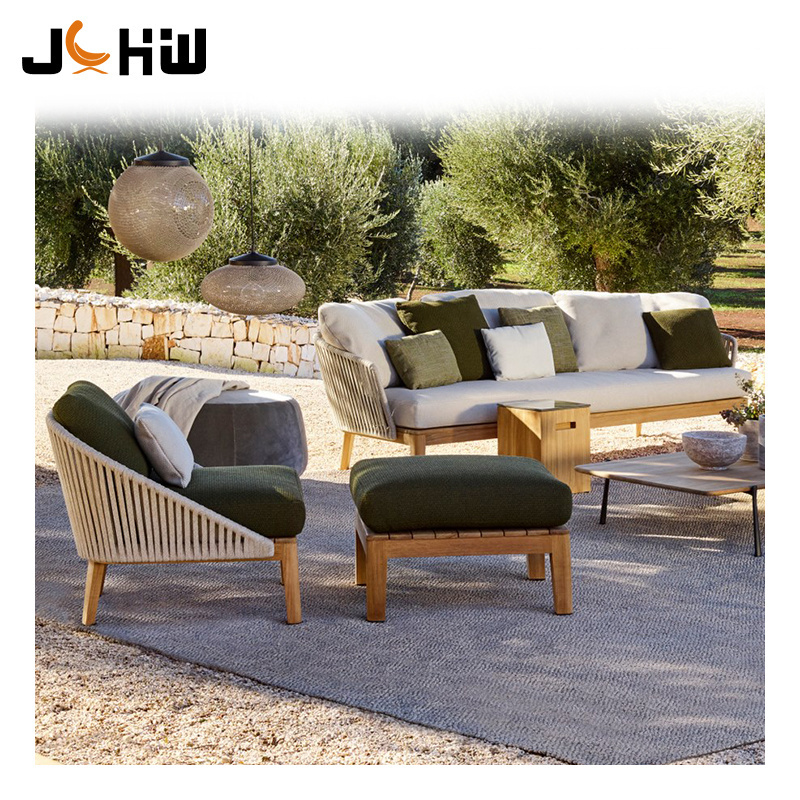 Garden sofa outdoor furnitures rattan L shape sofa teak patio furniture sets wooden italian sofa