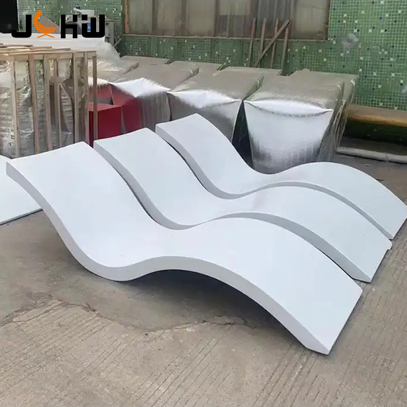 Custom Outdoor Modern Fiberglass Frp Long Swimming Pool Ledge Chaise Lounge Chair In Pool Water Beach Loungers