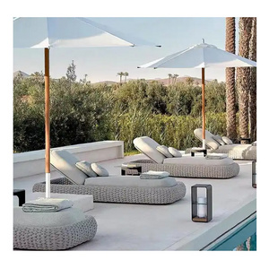 High Quality All Weather Outdoor Furniture Hotel Villa Swimming Pool Rope Wicker Sunbed Beach Chair Sun Lounger