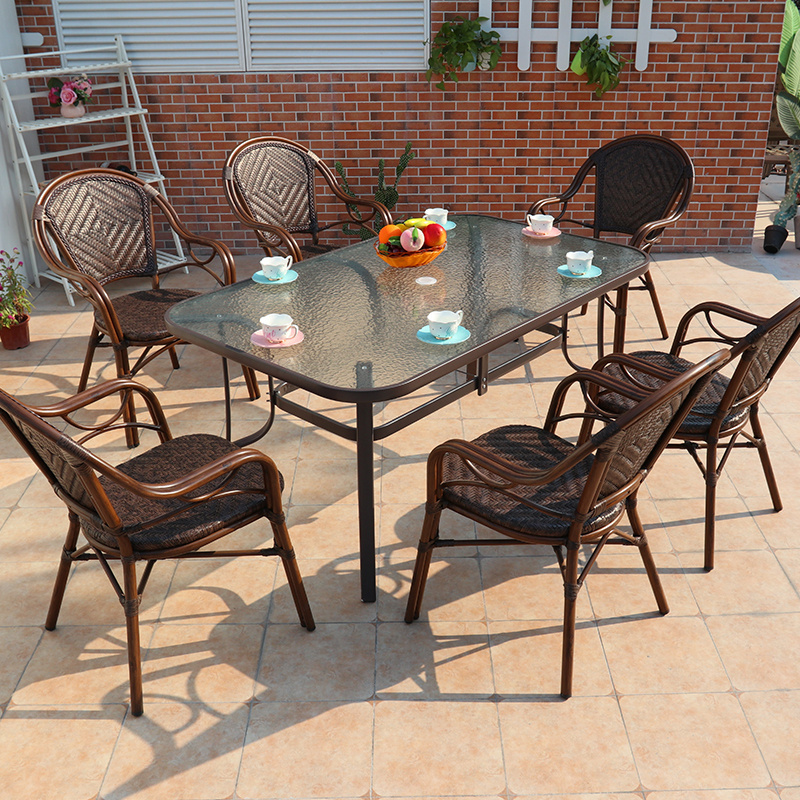 Factory price high quality leisure outdoor patio dining chair wicker high back rattan chair stackable garden chair