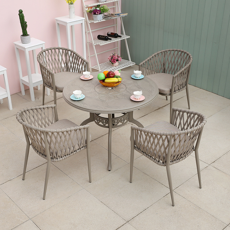 Juecheng Garden Patio Furniture Woven Webbing Dining Outdoor Chairs Outdoor Table And Chairs Set For Cafe And Restaurants